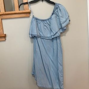 One shoulder denim dress by BB Dakota